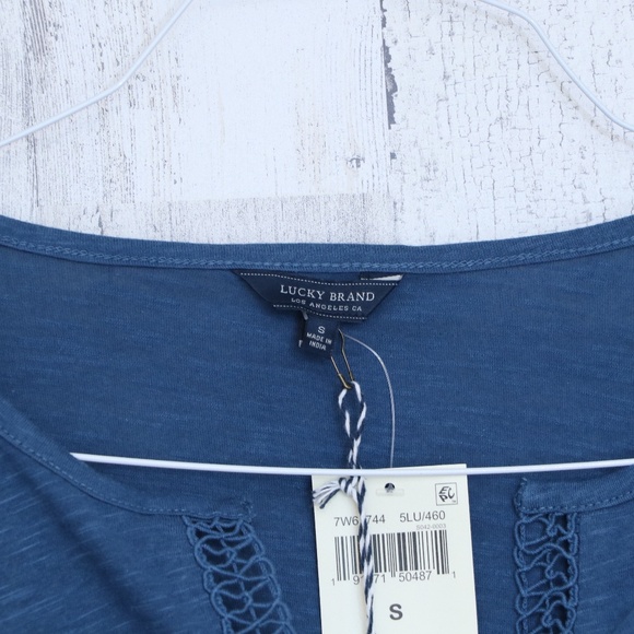 Lucky Brand Cutout Peasant Top Blue Small - Picture 4 of 9